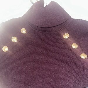 Elegant Women's Purple Sweater with Gold Accents